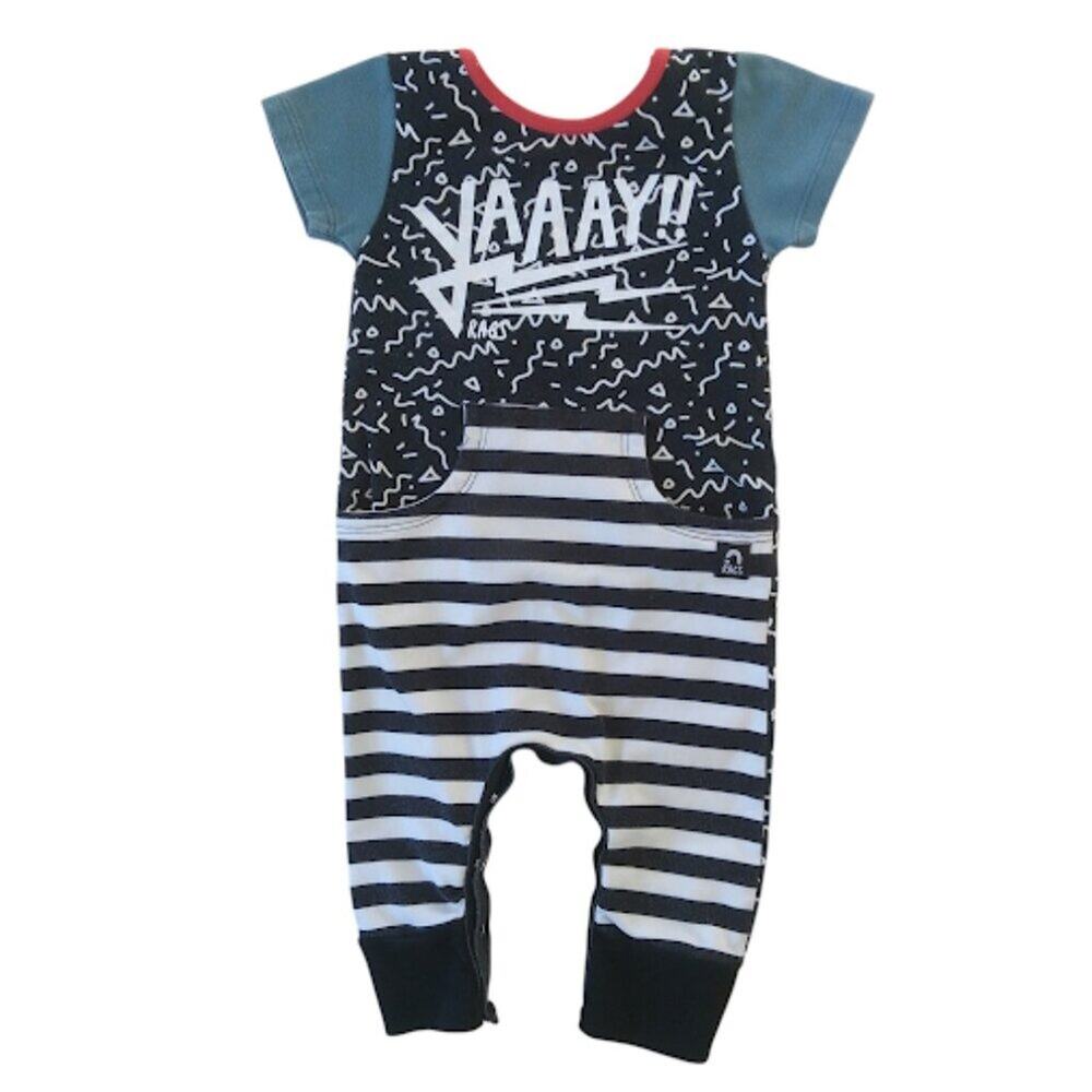 RAGS TO RACHES | 3-6 Month Cotton Pull On Baby Onesie Short Sleeve Snap Buttons